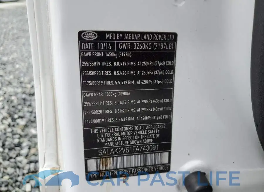 SALAK2V61FA743091# 13