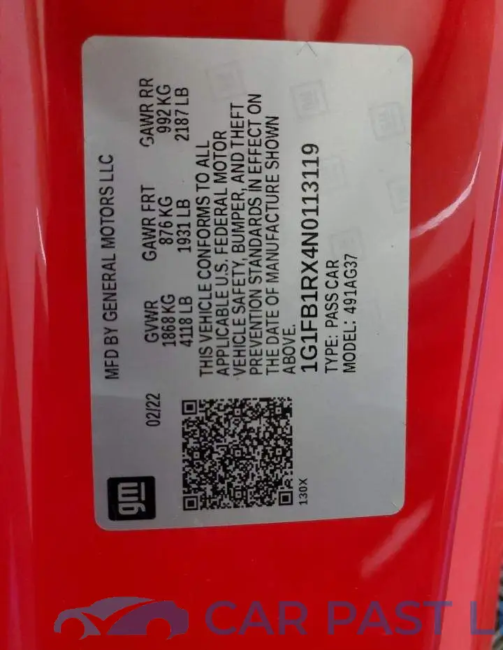 1G1FB1RX4N0113119# 12