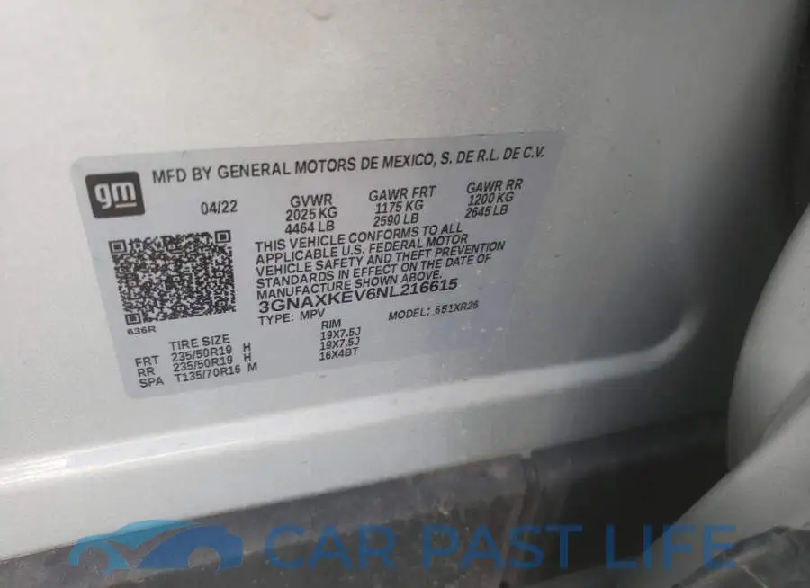 3GNAXKEV6NL216615# 12