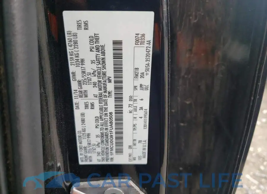 1FMCU0G91FUA80508# 12