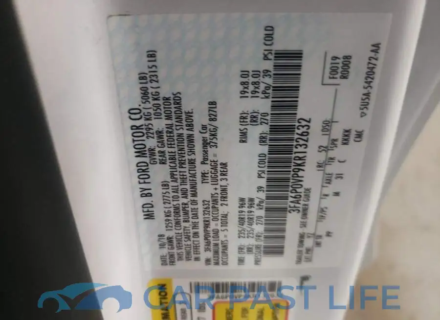 3FA6P0VP9KR132632# 12