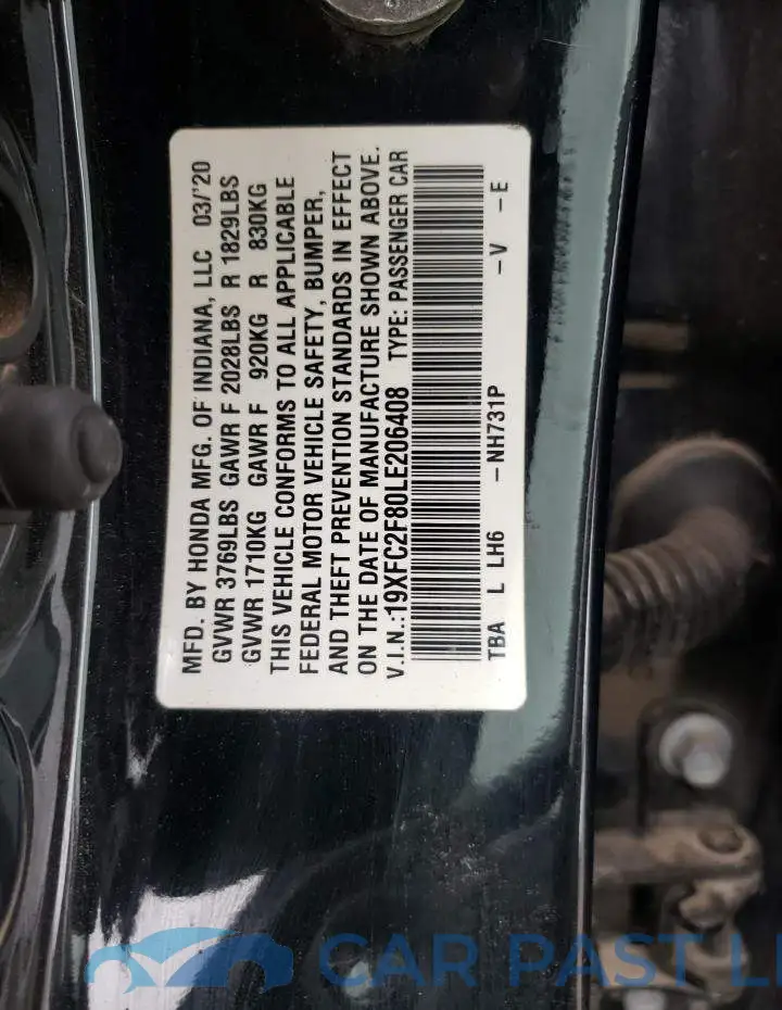 19XFC2F80LE206408# 12