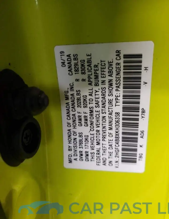 2HGFC4B8XKH306358# 12