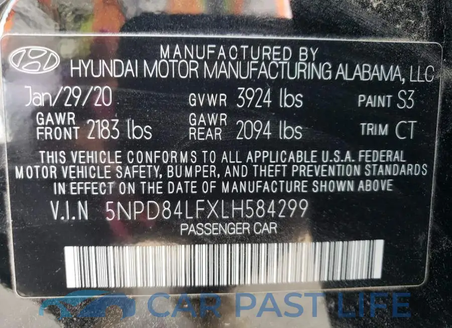 5NPD84LFXLH584299# 12