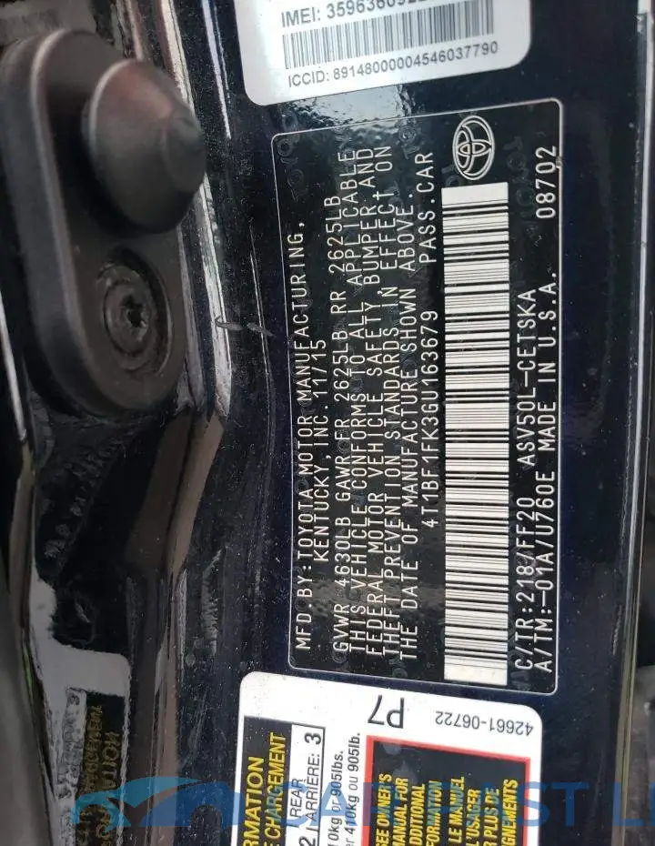 4T1BF1FK3GU163679# 12
