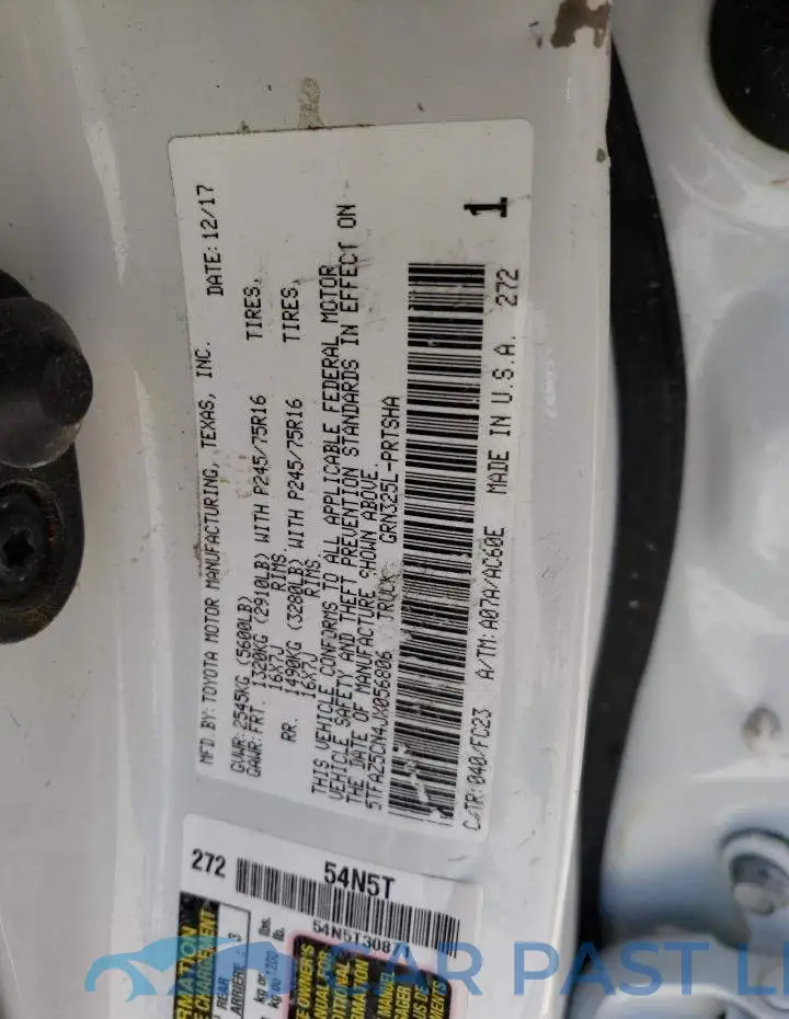 5TFAZ5CN4JX056806# 12