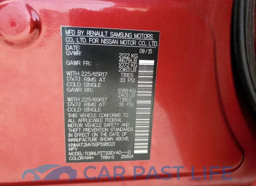 KNMAT2MV5GP598021# 13