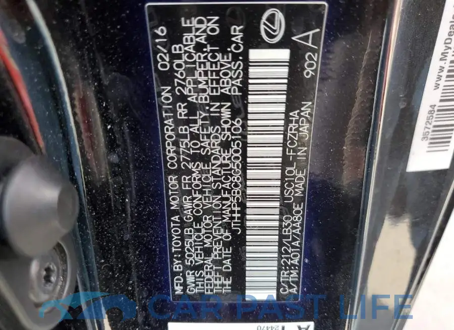 JTHHP5BC8G5005106# 12