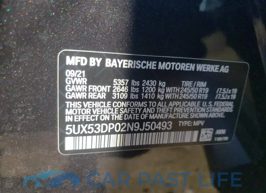 5UX53DP02N9J50493# 12