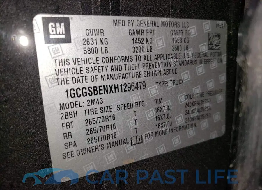 1GCGSBENXH1296479# 13