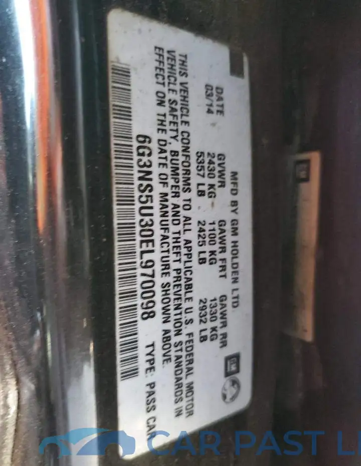 6G3NS5U30EL970098# 12