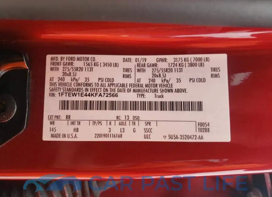 1FTEW1E44KFA72566# 13