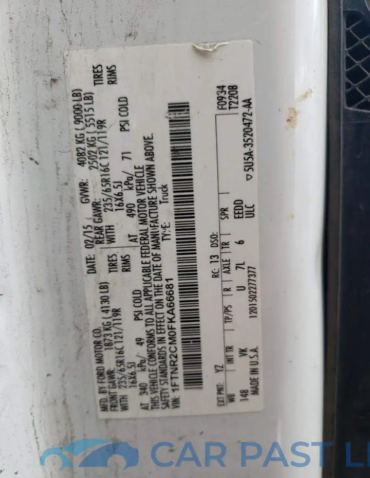 1FTNR2CM0FKA66681# 13
