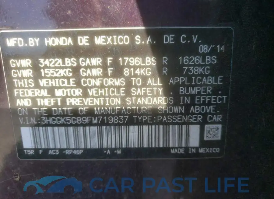 3HGGK5G89FM719837# 12
