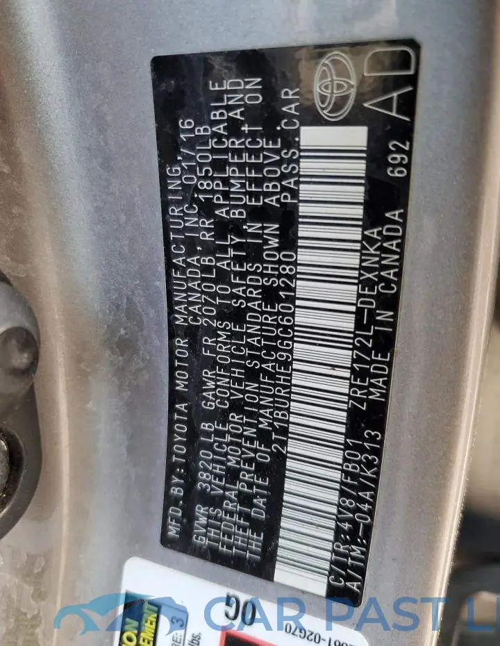 2T1BURHE9GC601280# 12