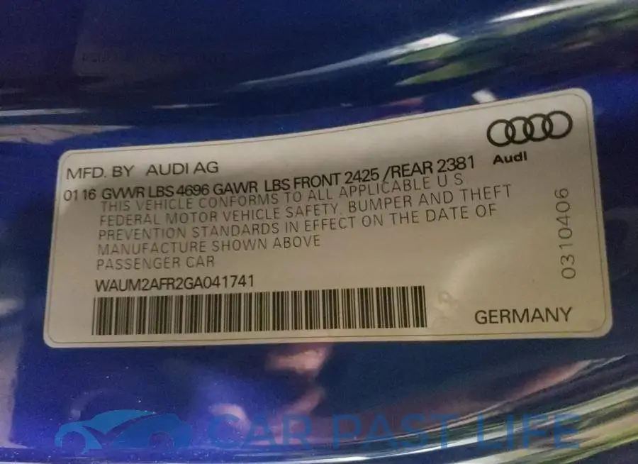 WAUM2AFR2GA041741# 12
