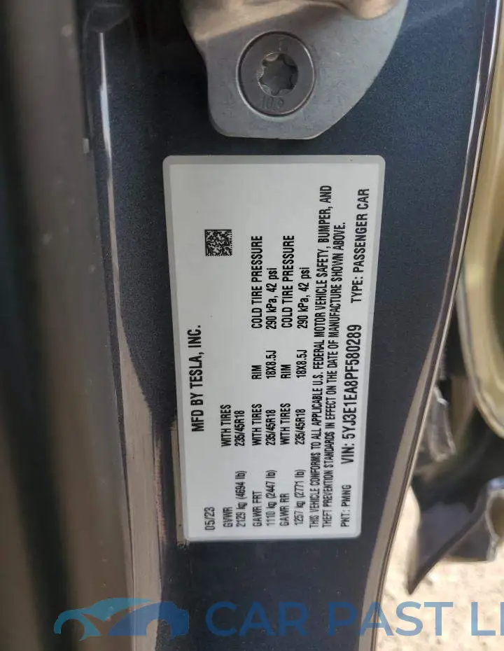5YJ3E1EA8PF580289# 13