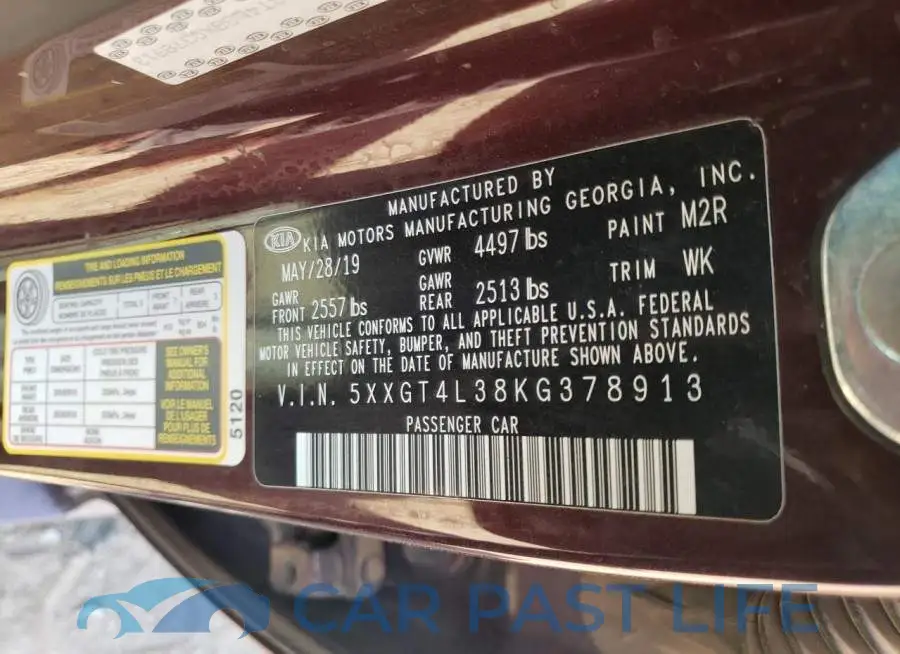 5XXGT4L38KG378913# 12