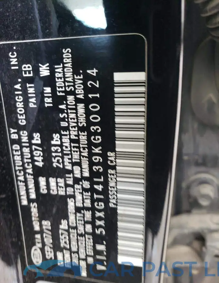 5XXGT4L39KG300124# 12