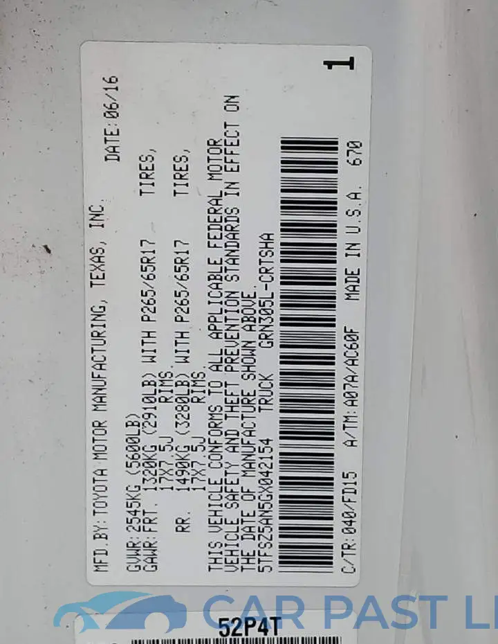 5TFSZ5AN5GX042154# 12