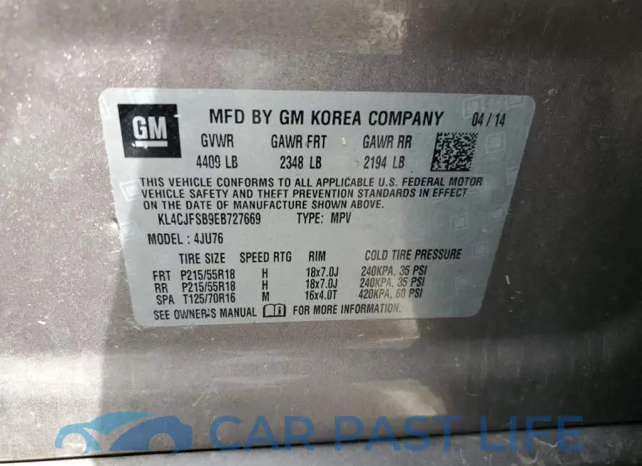 KL4CJFSB9EB727669# 14