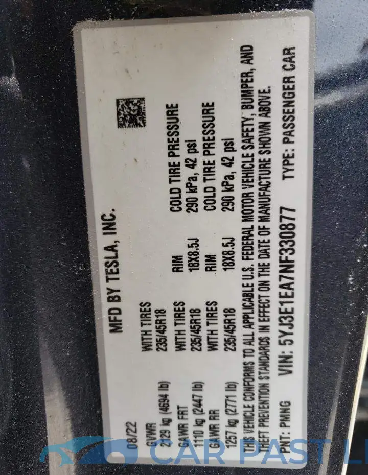 5YJ3E1EA7NF330877# 12