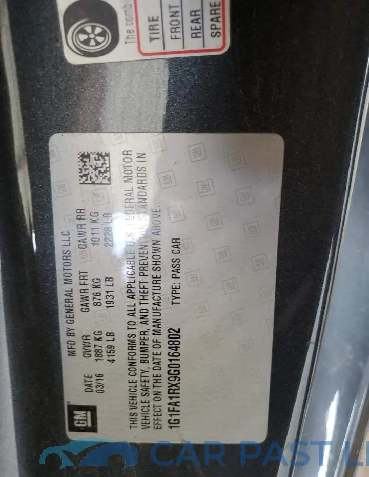 1G1FA1RX9G0164802# 12