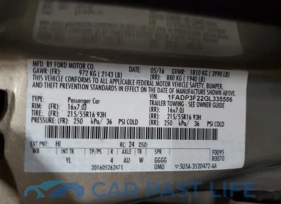 1FADP3F22GL335556# 12