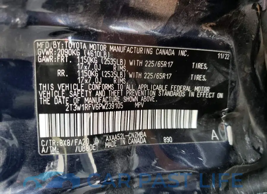 2T3W1RFV6PW239105# 13