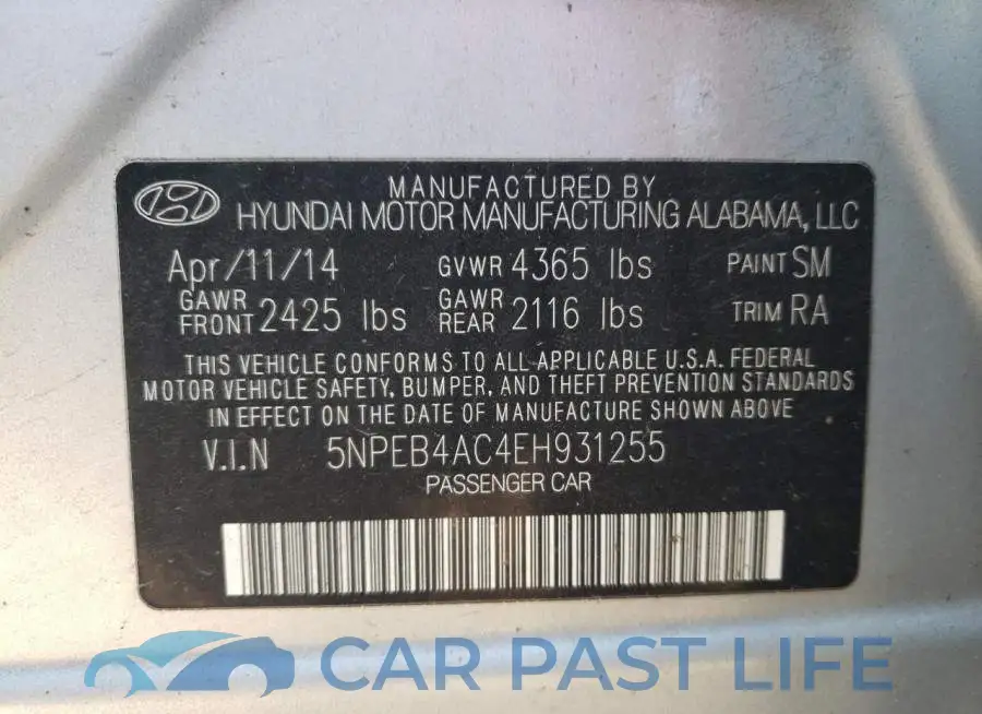 5NPEB4AC4EH931255# 12