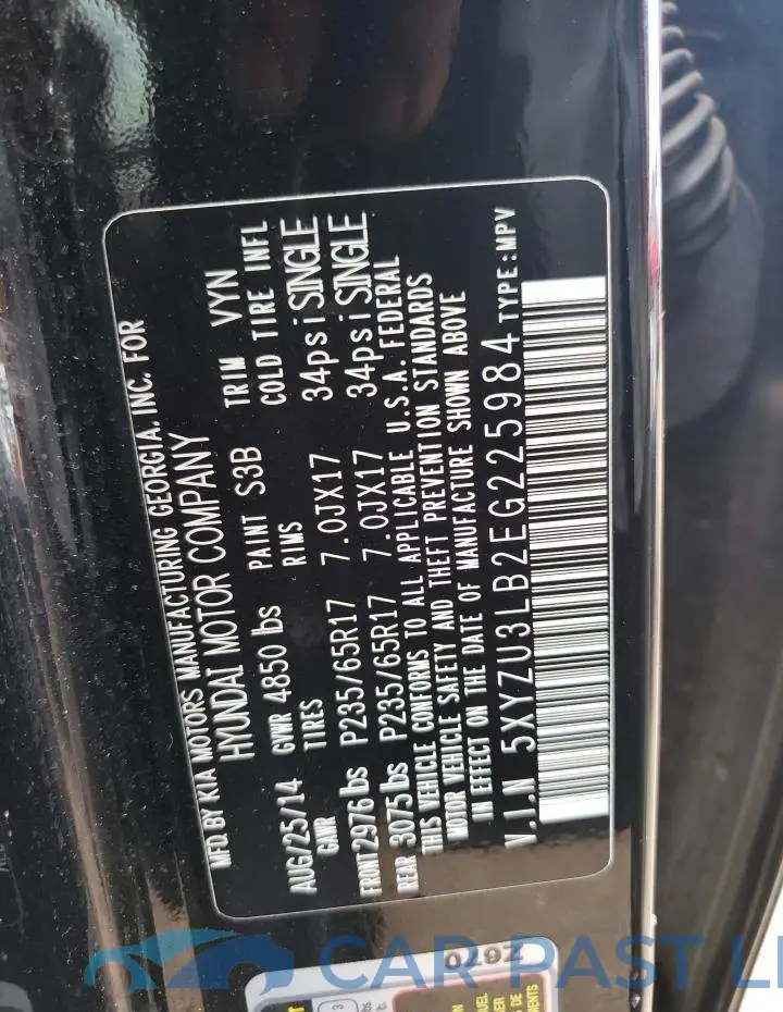 5XYZU3LB2EG225984# 12