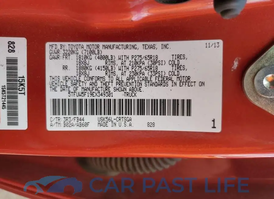 5TFUW5F19EX349301# 12