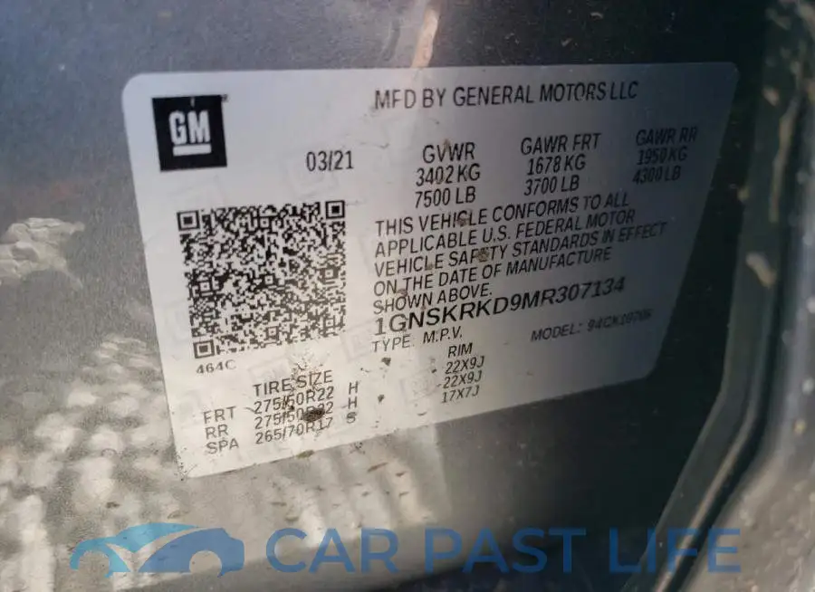 1GNSKRKD9MR307134# 14