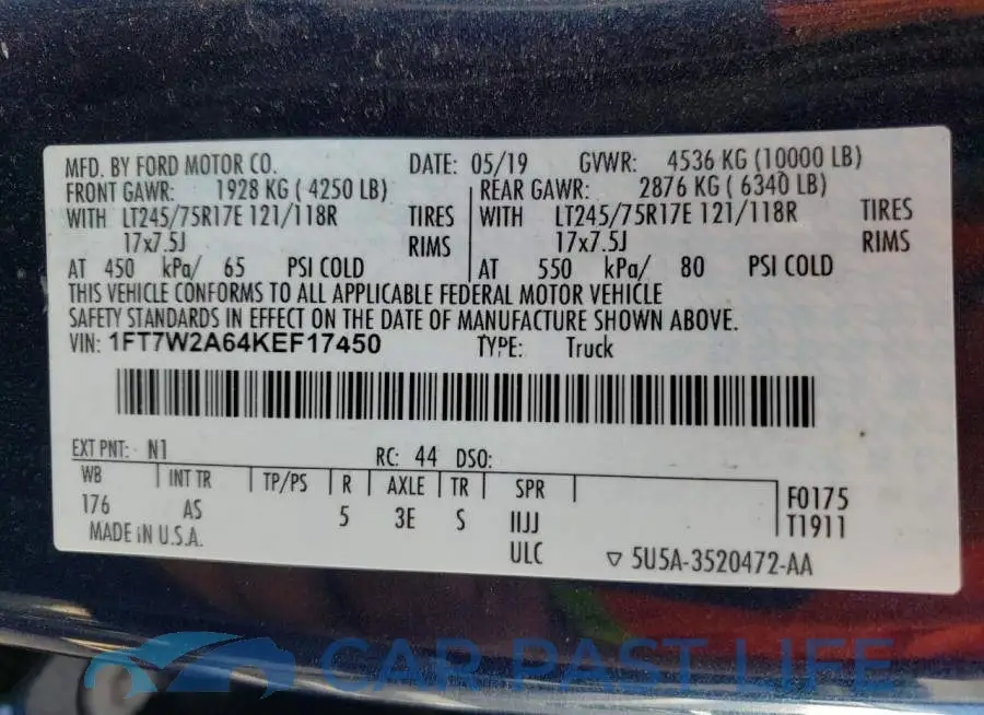 1FT7W2A64KEF17450# 12