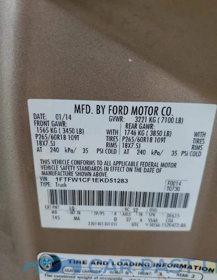 1FTFW1CF1EKD51283# 12