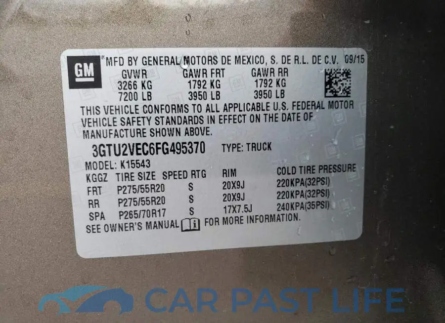 3GTU2VEC6FG495370# 12