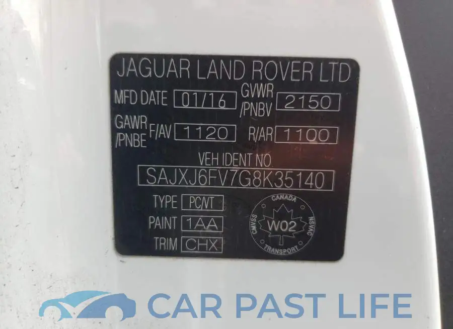 SAJXJ6FV7G8K35140# 13