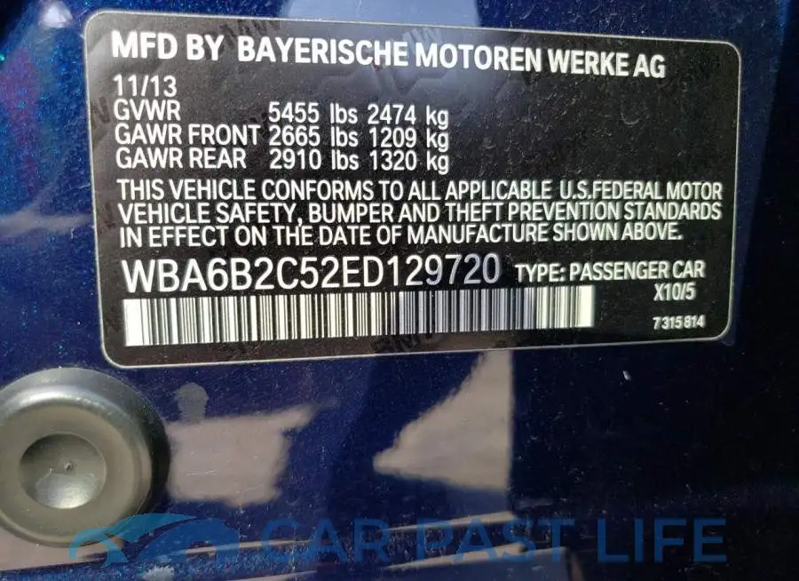 WBA6B2C52ED129720# 12