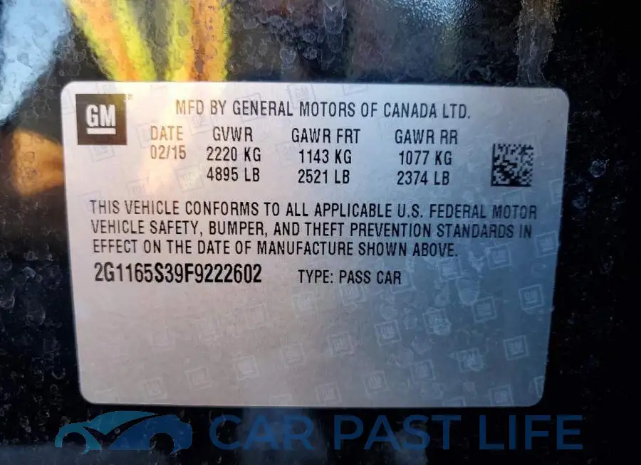 2G1165S39F9222602# 12