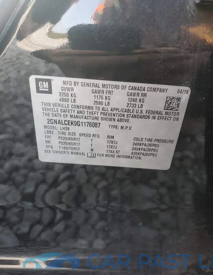 2GNALCEK9G1176087# 13