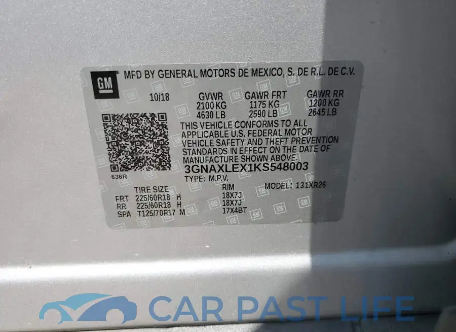 3GNAXLEX1KS548003# 13