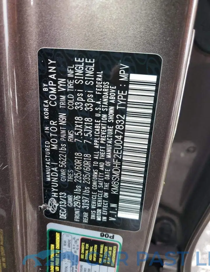 KM8SMDHF2EU047832# 12