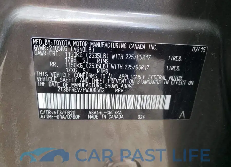 2T3BFREV7FW308562# 12