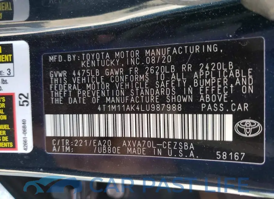 4T1M11AK4LU987988# 12