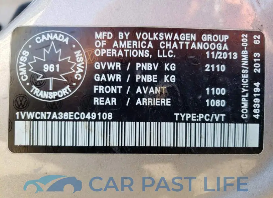 1VWCN7A36EC049108# 12