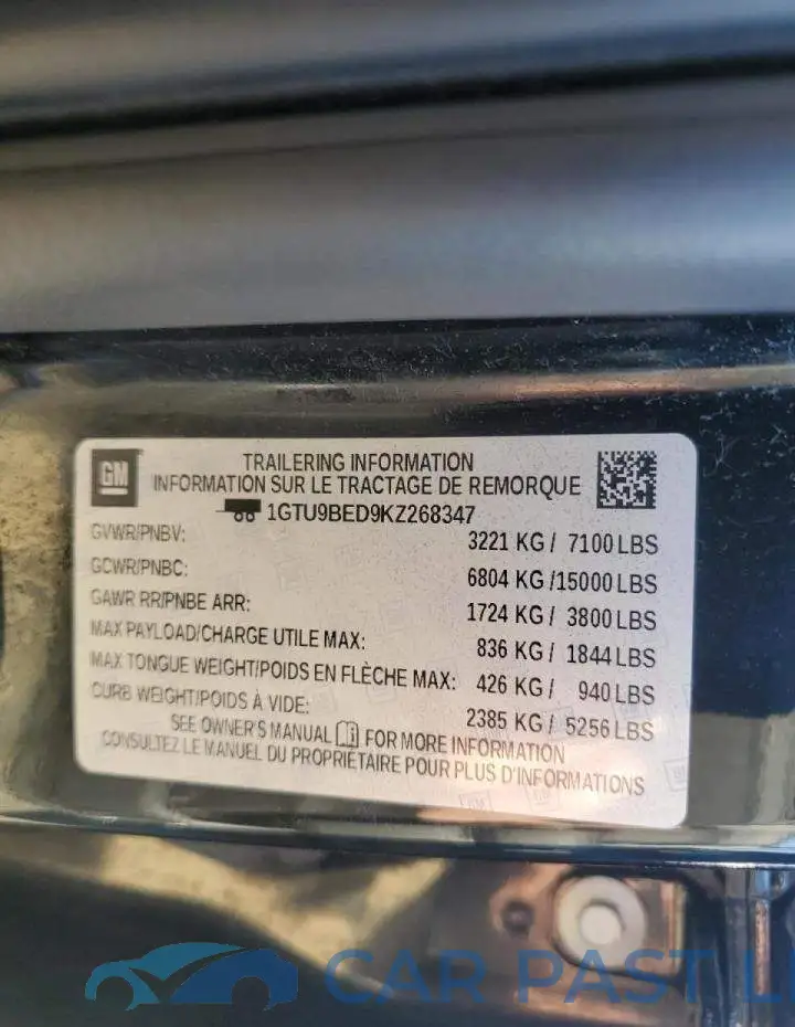 1GTU9BED9KZ268347# 12