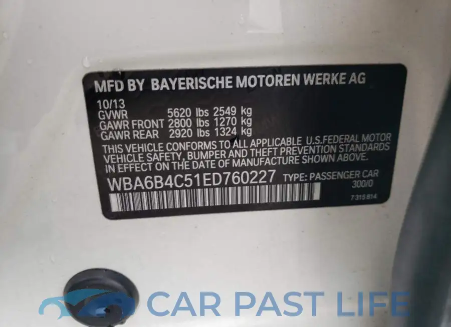 WBA6B4C51ED760227# 12