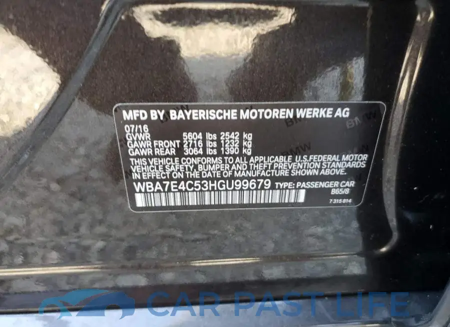WBA7E4C53HGU99679# 12