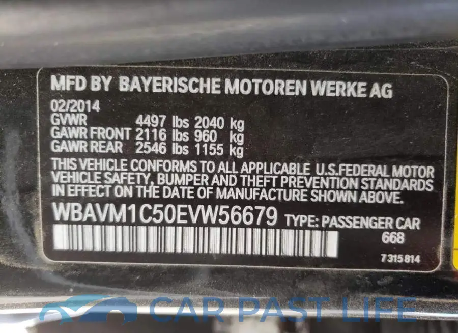 WBAVM1C50EVW56679# 10