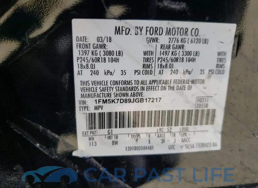 1FM5K7D89JGB17217# 13